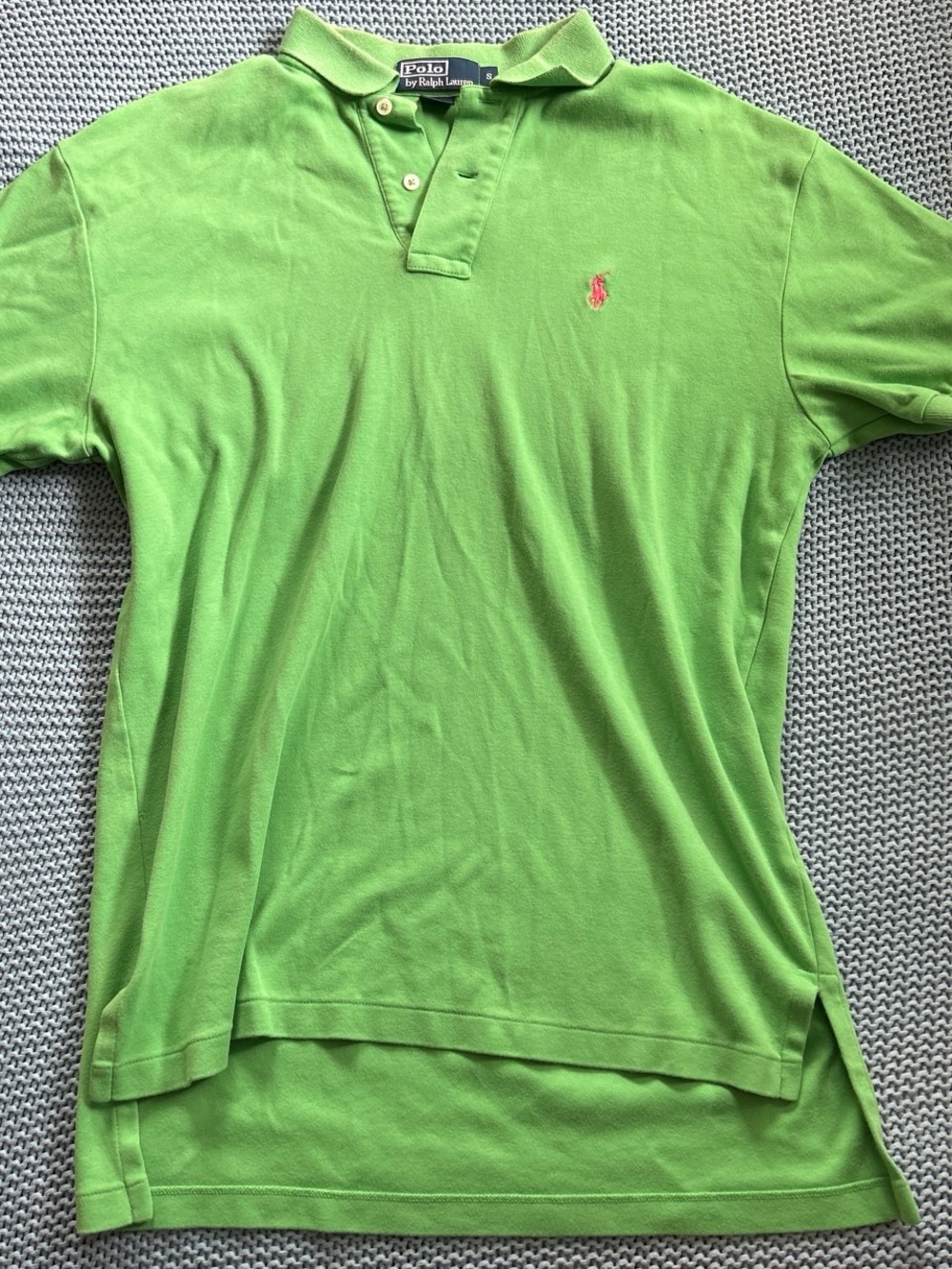 Ralph Lauren Lime Green Men's Polo with Pink Pony